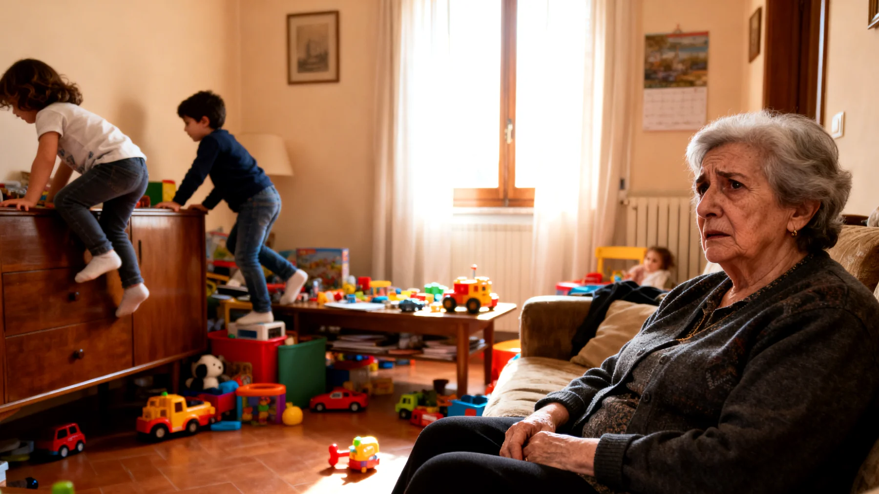 Nonna che non riesce a stabilire limiti chiari con i nipoti bambini per paura di farli piangere o di perdere il loro affetto"